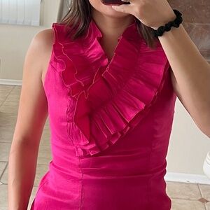 Hot pink metallic party dress